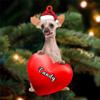 Christmas Dog Lovers- Chinese Crested 1 Dog Heart, Personalized Shaped Ornament - Custom Your Dog's Name, Gifts for Christmas Tree Decor, Birthday, Christmas, Men, Women view 1