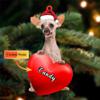 Christmas Dog Lovers- Chinese Crested 1 Dog Heart, Personalized Shaped Ornament - Custom Your Dog's Name, Gifts for Christmas Tree Decor, Birthday, Christmas, Men, Women view 2