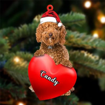 Christmas Dog Lovers- Labradoodle Dog Heart, Personalized Shaped Ornament - Custom Your Dog's Name, Gifts for Christmas Tree Decor, Birthday, Christmas, Men, Women