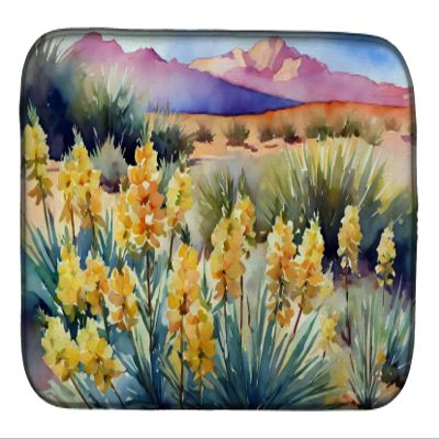 Caroline's Treasures DAC1690DDM New Mexico Yucca Flower in Watercolor Dish Drying Mat Absorbent Dish Drying Mat Pad for Kitchen Counter Dish Drainer Mat for Countertop, 14 x 21", Multicolor
