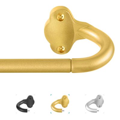 TVWOO Gold Wrap Around Curtain Rods:5/8" Small Blackout Adjustable Window Curtain Rod for Bedroom Kitchen Apartment Renter Friendly,Room Darkening Curved Drapery Rods Easy Install,Brass Golden 28-48"