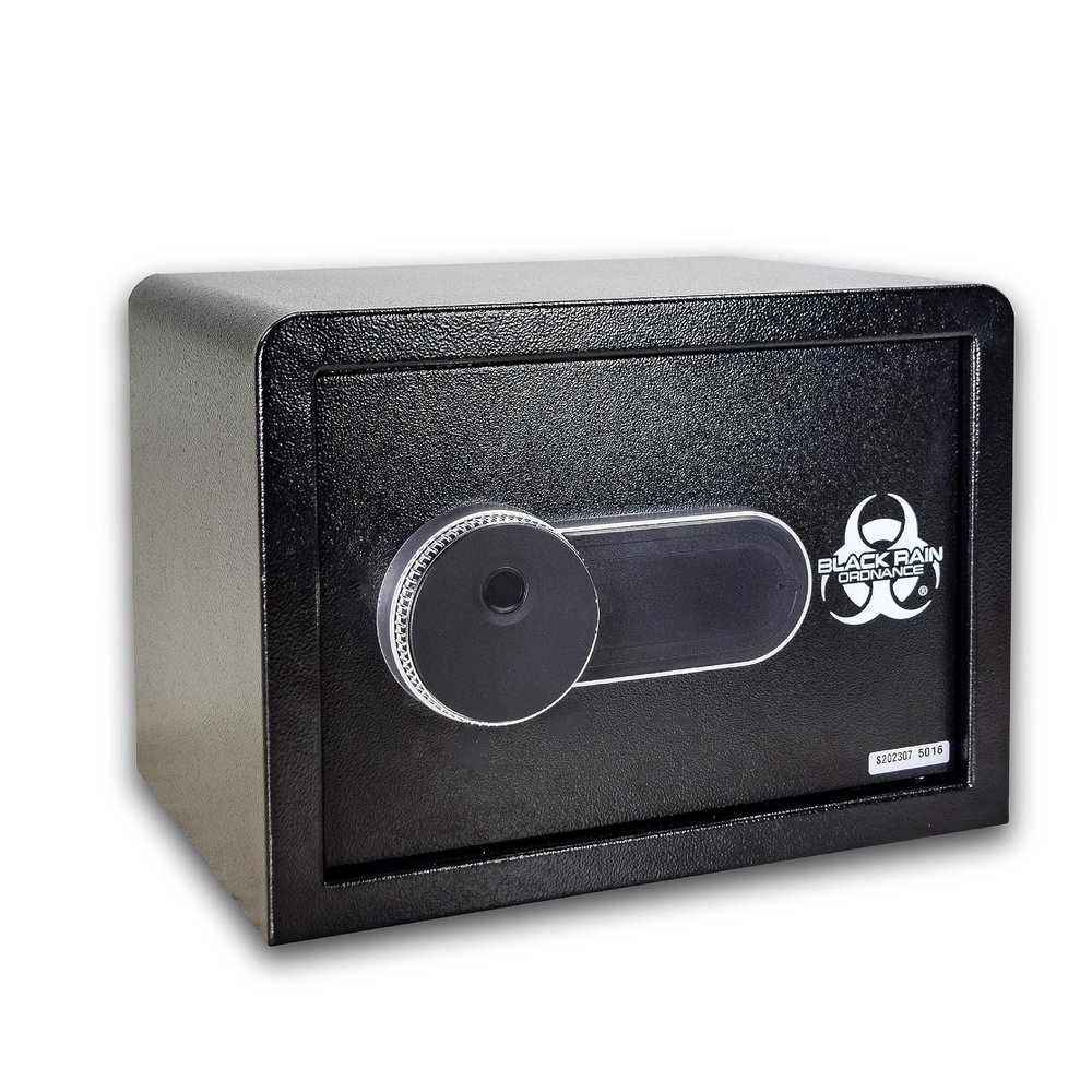BLACK RAIN ORDNANCE Biometric Security Safe 13.5"x10.5"x7" - Fingerprint Scanner & Key Access, 100 User Capacity, Steel Construction, Home Office Gun Jewelry Document Safe
