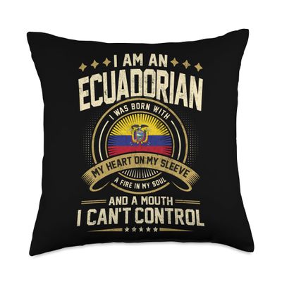 99 Gifts Ecuadorian Fan T-Shirts & Jersey Ecuador Funny Quote Ecuadorian Vintage Throw Pillow, 18x18, Multicolor
