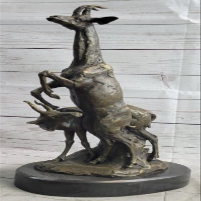 Fine Bronze Sculpture Depicting Two Gazelle Antelope Kudu in Harmonious Pose Figurine Handmade Gift Home Deal by Think Bronze