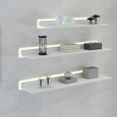 EMYJAY Light-Emitting ShelvesWall Mounted Light-Emitting Shelves Floating Display Shelf Various Combinations Give You Different Visual Effects (Color : White, Size : 60x20x6cm)
