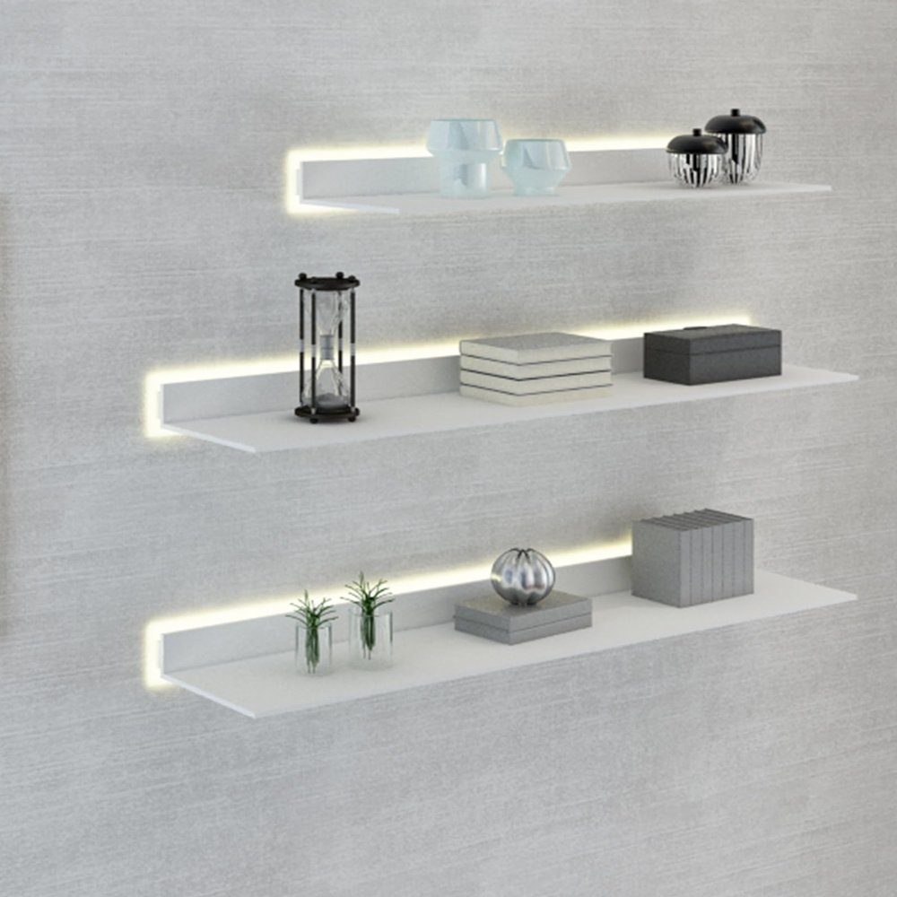 EMYJAY Light-Emitting ShelvesWall Mounted Light-Emitting Shelves Floating Display Shelf Various Combinations Give You Different Visual Effects (Color : White, Size : 60x20x6cm)