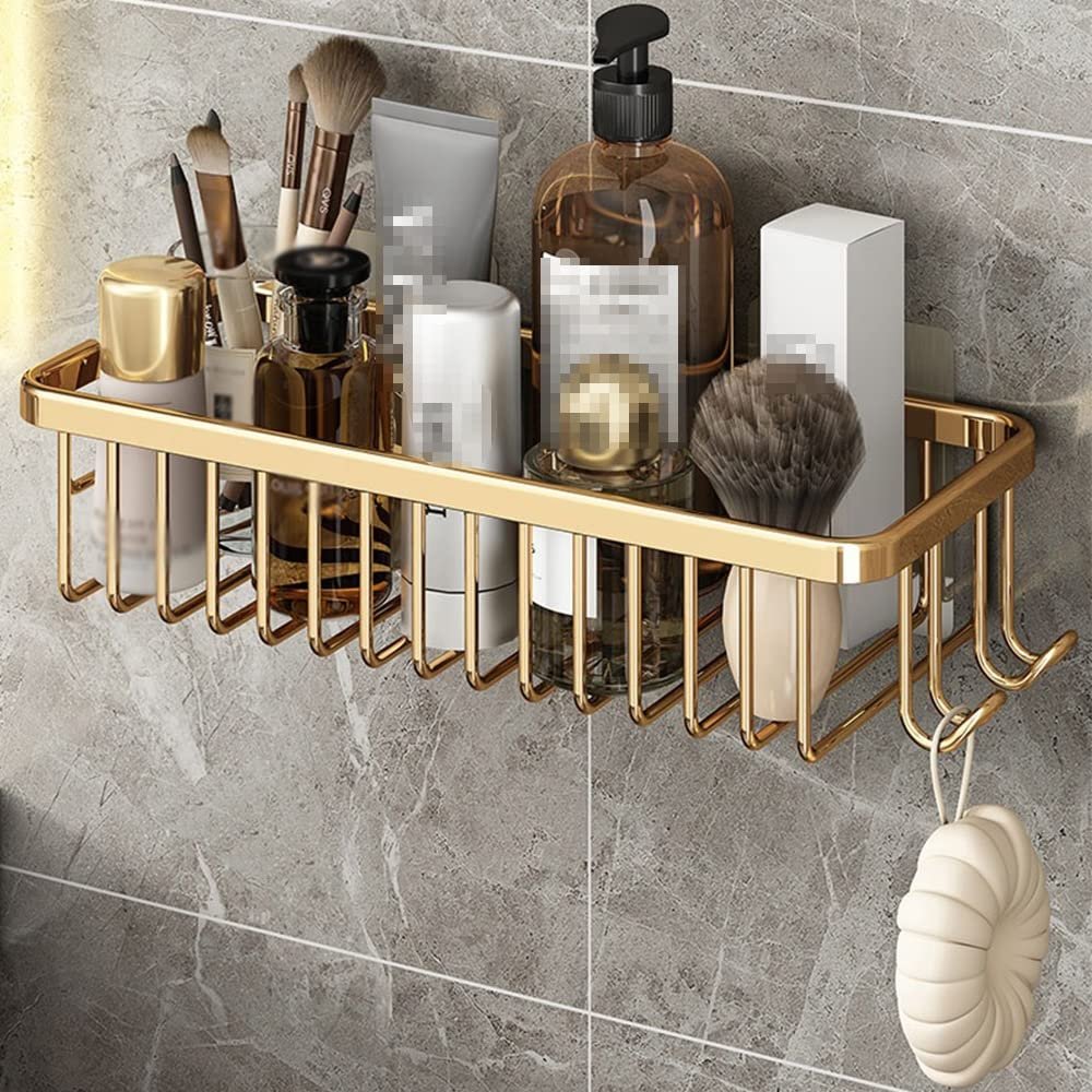 BAHELS Shower Caddy Bathroom Shelf, Shower Organizer Shelf with Hooks Stainless Steel Wall-Mounted Shower Shelves for Bathroom (Size : 8)
