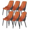 AYARNA Modern Dining Chairs Set of 6 Artificial Leather Kitchen Living Room Lounge Counter Chairs Sturdy Carbon Steel Metal Legs(Orange+Dark Grey) view 1