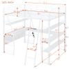 CKLMMC Full Size Metal Loft Bed with 4 Layers of Shelves and L-Shaped Desk, Modern Loft Bed with a Set of Sockets, USB Ports and Wireless Charging,Curved Slatted Guardrails (White/Unique-B) view 2