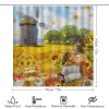Rustic Pinwheel Farm 4 Pieces Shower Curtain Set,Autumn Harvest Scarecrow Watercolor Sunflower Fall Leaves Pumpkin Non-Slip Rugs Toilet Lid Cover Bath Mat and Bathroom Curtain view 2
