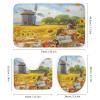 Rustic Pinwheel Farm 4 Pieces Shower Curtain Set,Autumn Harvest Scarecrow Watercolor Sunflower Fall Leaves Pumpkin Non-Slip Rugs Toilet Lid Cover Bath Mat and Bathroom Curtain view 3
