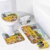 Rustic Pinwheel Farm 4 Pieces Shower Curtain Set,Autumn Harvest Scarecrow Watercolor Sunflower Fall Leaves Pumpkin Non-Slip Rugs Toilet Lid Cover Bath Mat and Bathroom Curtain view 4