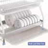 ANram Kitchen Bowls Dish Drying Rack, Stainless Steel Storage Rack for Countertop, Multifunction Dish Drainer Rack with Drip Tray, Knife Chopsticks Holder and Cutting Board Holder view 4