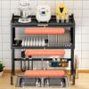 ANram Over The Sink Dish Drying Rack, Carbon Steel Large Kitchen Dish Rack, Dish Drainers for Home Kitchen Counter Storage, Above Sink Dish Racks Organizer with Utensil Holder view 2