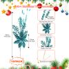 Artificial Glitter Berry Stem Ornaments, 18 Pack 17.5 Inch Blue Fake Christmas Picks Decorations with Poinsettia Christmas Flowers, Bead Sticks for Christmas Tree Wedding Small Vase Wreath Decor view 2