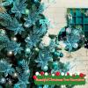 Artificial Glitter Berry Stem Ornaments, 18 Pack 17.5 Inch Blue Fake Christmas Picks Decorations with Poinsettia Christmas Flowers, Bead Sticks for Christmas Tree Wedding Small Vase Wreath Decor view 4