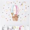 Hot Air Balloon Wall Decals Rainbow Clouds Star Wall Sticker Peel and Stick Cute Animals Travelling in A Balloon Wall Art Murals Kids Baby Nursery Playroom Bedroom Classroom Wall Decor 35.4in *26.4in view 2