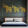 Elephant Metal Wall Art Set of 3,Elephant Metal Wall Art, Mandala Metal Wall Decor, Lucky Elephant Family Metal Art Design, Home Wall Decoration (L (Set of 3), Gold) view 1