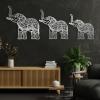 Elephant Metal Wall Art Set of 3,Elephant Metal Wall Art, Mandala Metal Wall Decor, Lucky Elephant Family Metal Art Design, Home Wall Decoration (L (Set of 3), Gold) view 2