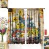 Retro Wooden Board Scarecrow Curtains - Rustic Vintage Fall Truck Sunflower Pumpkin Maple Leaves Window Drapes Blackout Curtains Thermal Insulated Rod Pocket Curtains 2 Panels 63" L x 27.5" W view 3