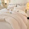LLanCL 3D Jacquard Design Comforter Set, Ultra-Soft Warm Twin Size Sherpa Fur Plush 2-Pieces Sets Luxury Cozy Bedding with 1 Pillowcase (68"x90", Cream White) view 1