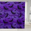 Cartoon Bats Kids Shower Curtains,Happy Halloween Holiday Starry Sky Bathroom Curtains for Boys Girls Adults,Geometric Stripes Chic Black Purple Waterproof Curtains,12 Hooks Suits,72" W x 72" L view 1