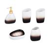 AOPPLSOT Soap Dispenser Set Green, 5-Piece Bathroom Set, Includes Ceramic Soap Dispenser, Soap Dish and 2 Toothbrush Cups, Toothbrush Holder, Golden Marble Pattern,B Brown view 1