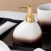 AOPPLSOT Soap Dispenser Set Green, 5-Piece Bathroom Set, Includes Ceramic Soap Dispenser, Soap Dish and 2 Toothbrush Cups, Toothbrush Holder, Golden Marble Pattern,B Brown view 4