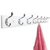 lomejii Wooden Wall Mounted Coat Rack  31 Inch, White with 8 Silver Hooks for Entryway, Hallway, Bedroom view 1