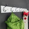 lomejii Wooden Wall Mounted Coat Rack  31 Inch, White with 8 Silver Hooks for Entryway, Hallway, Bedroom view 2