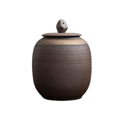 Ceramic Tea Caddy Rough Terra Cotta Tea Canister Sealed Storage Jar Vintage Ceramic Household Tea Warehouse Tea Canister Tea Set Tea Storage Container