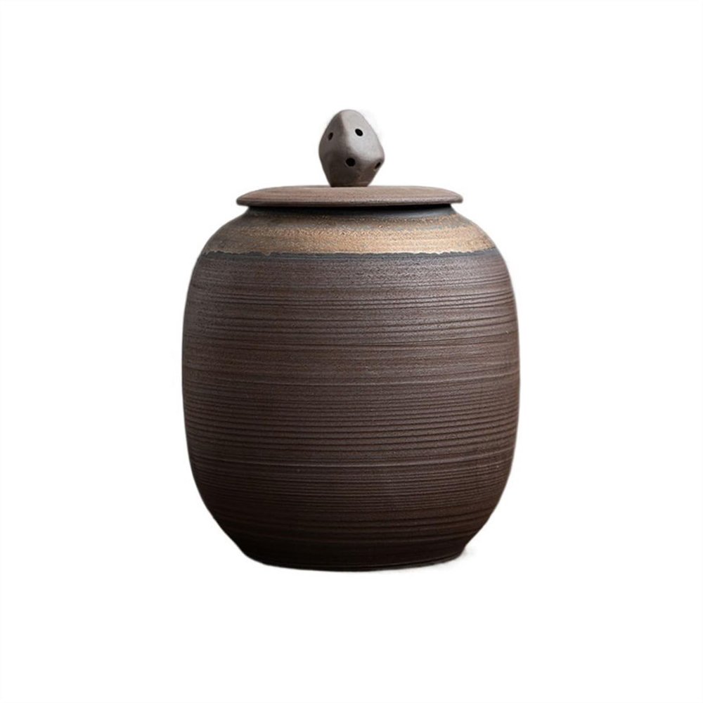 Ceramic Tea Caddy Rough Terra Cotta Tea Canister Sealed Storage Jar Vintage Ceramic Household Tea Warehouse Tea Canister Tea Set Tea Storage Container