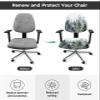 AMZRicher Christmas Office Chair Cover Stretchable Computer Chair Seat Cover Backrest Slipcovers, Stretchable Rotating Desk Chair Seat Cushion Split Protectors Forest Winter Pine Tree Snowflake Green view 2