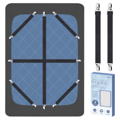 Sopito Sheet Straps, Adjustable Elastic Bed Sheet Holder, 8pcs Black