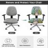 AMZRicher Christmas Office Chair Cover Stretchable Computer Chair Seat Cover Backrest Slipcovers, Stretchable Rotating Desk Chair Seat Cushion Split Protectors Vintage Rustic Blue Penguin Pine Tree view 2