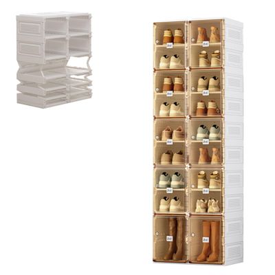 Shoe Rack Organizer For Closet Shoe Storage Organizer Cabinet Clear Shoe Boxes Stackable Storage Bins Foldable Shoe Rack Clothes Organizer Storage Containers for Sneaker Storage ( Size : 2 rows of 18