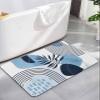 Super Absorbent Bath Mat Diatomaceous Earth Mats,Quick Dry Non-slip Shower Mat Leaves Lines and Blue Color Block Diatomite Stone Floor Rug for Bathroom Bathtub,Modern Abstract Boho Minimalism,16x24in view 1
