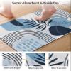 Super Absorbent Bath Mat Diatomaceous Earth Mats,Quick Dry Non-slip Shower Mat Leaves Lines and Blue Color Block Diatomite Stone Floor Rug for Bathroom Bathtub,Modern Abstract Boho Minimalism,16x24in view 3