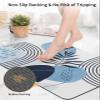 Super Absorbent Bath Mat Diatomaceous Earth Mats,Quick Dry Non-slip Shower Mat Leaves Lines and Blue Color Block Diatomite Stone Floor Rug for Bathroom Bathtub,Modern Abstract Boho Minimalism,16x24in view 4