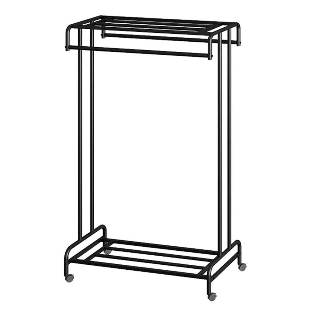 Coat Rack Freestanding Home Double Pole Hanger Floor Home Balcony Drying Clothes Pole Bedroom Coat Rack with Wheels Hanging Clothes Rack Hallway/Entrance Hanger Brackets ( Color : B , Size : 120*45*15