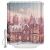 Christmas Shower Curtain for Bathroom 72" x 78" Pink Christmas Castle Snowflake Seasonal Winter Shower Curtain with Hooks Polyester Waterproof Home Bathtub Decor view 1