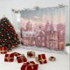 Christmas Shower Curtain for Bathroom 72" x 78" Pink Christmas Castle Snowflake Seasonal Winter Shower Curtain with Hooks Polyester Waterproof Home Bathtub Decor view 2