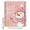 Christmas Shower Curtain for Bathroom 72" x 78" Pink Christmas Snowman Snowflake Winter Xmas Shower Curtain with Hooks Polyester Waterproof Home Bathtub Decor view 1