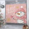 Christmas Shower Curtain for Bathroom 72" x 78" Pink Christmas Snowman Snowflake Winter Xmas Shower Curtain with Hooks Polyester Waterproof Home Bathtub Decor view 3