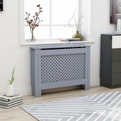 loibinfen Anthracite Radiator Cover Heating Cabinet Shelf, MDF Heating Cover Cabinet, Home and Office Heater Heating Side Stand Radiator Cover Cabinet Shelf, Cross Design, 44.1"x7.5"x32.1" -AA