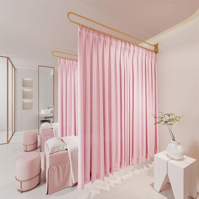 1 Set Room Divider Curtains for Hospital Beauty Clinic Between Beds, Tall 2m Privacy Partitions Cubicle Curtain/ Drapes Panels with U Shaped Rail Metal Support Track, Modern Area Separator Screen ( Co