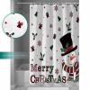 Christmas Shower Curtain for Bathroom 72" x 72" Merry Christmas Snowman Snowflake Berry Xmas Shower Curtain with Hooks Polyester Waterproof Home Bathtub Decor view 3