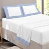 Two-Tone Bed Sheets Set - 4 Piece 100% Egyptian Cotton Sheets with Dual Color - Fits Upto 22" Inch Deep & 400 TC Sheet and Pillowcase, Luxury & Stylish - Light Blue & White Solid, King Size. view 1