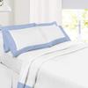 Two-Tone Bed Sheets Set - 4 Piece 100% Egyptian Cotton Sheets with Dual Color - Fits Upto 22" Inch Deep & 400 TC Sheet and Pillowcase, Luxury & Stylish - Light Blue & White Solid, King Size. view 2