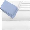 Two-Tone Bed Sheets Set - 4 Piece 100% Egyptian Cotton Sheets with Dual Color - Fits Upto 22" Inch Deep & 400 TC Sheet and Pillowcase, Luxury & Stylish - Light Blue & White Solid, King Size. view 3